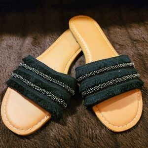 Black Fringe Old Navy Sandals, Size 7
